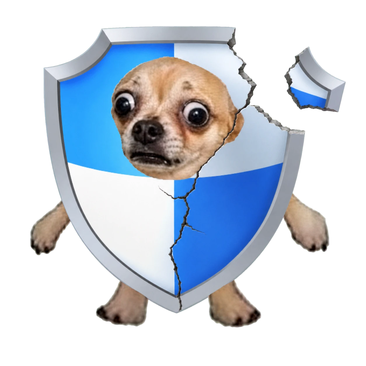Shield Dog with a cracked shield
